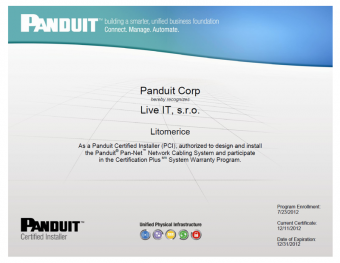 Panduit certifikát